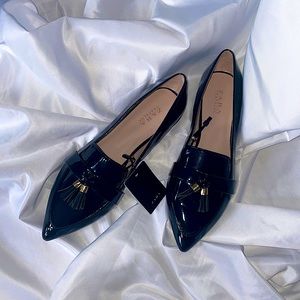 Zara loafers in a dark navy patent leather, size 10 (EU 41), never worn!